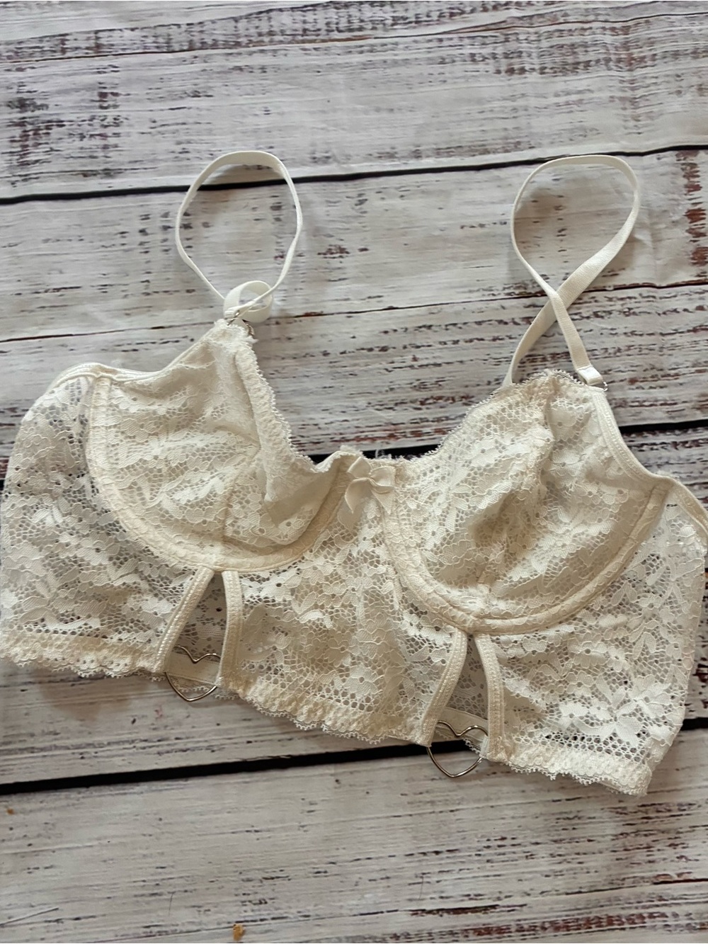 Sheer Lace Longline Bralette in Cream with Underwire